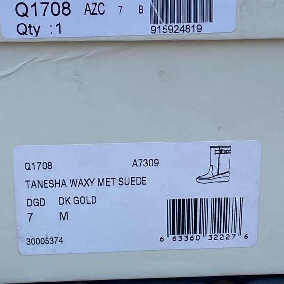 COACH TANESHA SUEDE SHEARLING Women's 7 After Ski Boot Metallic Gold Winter - Picture 15 of 16